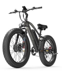 LANKELEISI MG740 PLUS Electric Bike 26*4.0'' Tires 1000W*2 Dual Motor 20Ah Battery 49km/h Max Speed - Black & Grey -rockbros-shop LANKELEISI MG740 PLUS Electric Bike Black Grey 516946 5