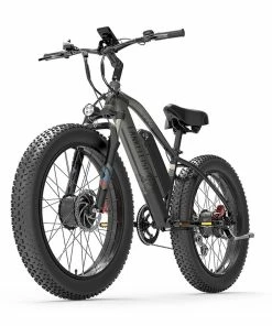 LANKELEISI MG740 PLUS Electric Bike 26*4.0'' Tires 1000W*2 Dual Motor 20Ah Battery 49km/h Max Speed - Black & Grey -rockbros-shop LANKELEISI MG740 PLUS Electric Bike Black Grey 516946 5