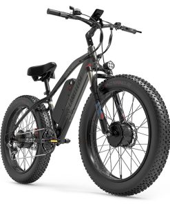 LANKELEISI MG740 PLUS Electric Bike 26*4.0'' Tires 1000W*2 Dual Motor 20Ah Battery 49km/h Max Speed - Black & Grey -rockbros-shop LANKELEISI MG740 PLUS Electric Bike Black Grey 519176 2