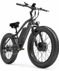 LANKELEISI MG740 PLUS Electric Bike 26*4.0'' Tires 1000W*2 Dual Motor 20Ah Battery 49km/h Max Speed - Black & Grey -rockbros-shop LANKELEISI MG740 PLUS Electric Bike Black Grey 519176 2