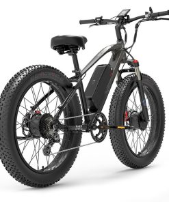 LANKELEISI MG740 PLUS Electric Bike 26*4.0'' Tires 1000W*2 Dual Motor 20Ah Battery 49km/h Max Speed - Black & Grey -rockbros-shop LANKELEISI MG740 PLUS Electric Bike Black Grey 519176 4