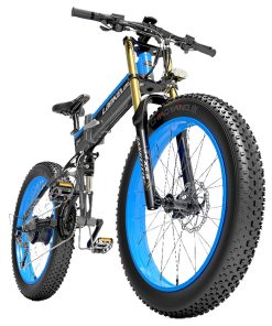 LANKELEISI T750 Plus Big Fork Electric Bike 26*4.0 Inch Fat Tire 1000W Motor 40Km/h Max Speed 48V 17.5Ah Battery 100KM Range Shimano 27-Speed 180KG Max Load - Blue