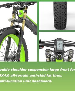 LANKELEISI T750 Plus Big Fork Electric Bike 26*4.0 Inch Fat Tire 1000W Motor 40Km/h Max Speed 48V 17.5Ah Battery 100KM Range Shimano 27-Speed 180KG Max Load - Green 4 LANKELEISI T750 Plus Big Fork Electric Bike 26*4.0 Inch Fat Tire 1000W Motor 40Km/h Max Speed 48V 17.5Ah Battery 100KM Range Shimano 27-Speed 180KG Max Load - Green -rockbros-shop LANKELEISI T750 Plus Big Fork Electric Bike 17 5Ah Battery Green 502676 2