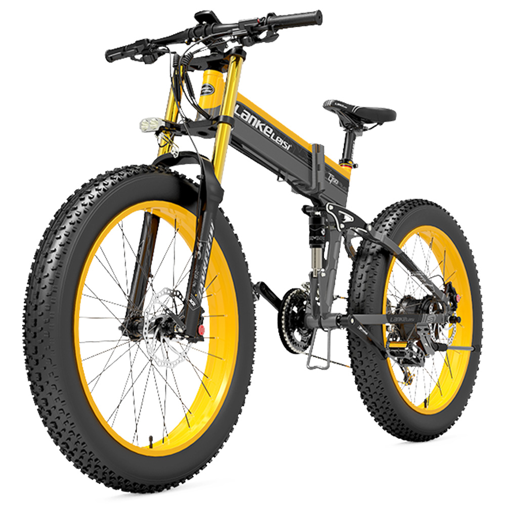 LANKELEISI T750 Plus Big Fork Electric Bike 26*4.0 Inch Fat Tire 1000W Motor 40Km/h Max Speed 48V 17.5Ah Battery 100KM Range Shimano 27-Speed 180KG Max Load - Yellow LANKELEISI T750 Plus Big Fork Electric Bike 26*4.0 Inch Fat Tire 1000W Motor 40Km/h Max Speed 48V 17.5Ah Battery 100KM Range Shimano 27-Speed 180KG Max Load - Yellow -rockbros-shop LANKELEISI T750 Plus Big Fork Electric Bike 17 5Ah Battery Yellow 502675 1