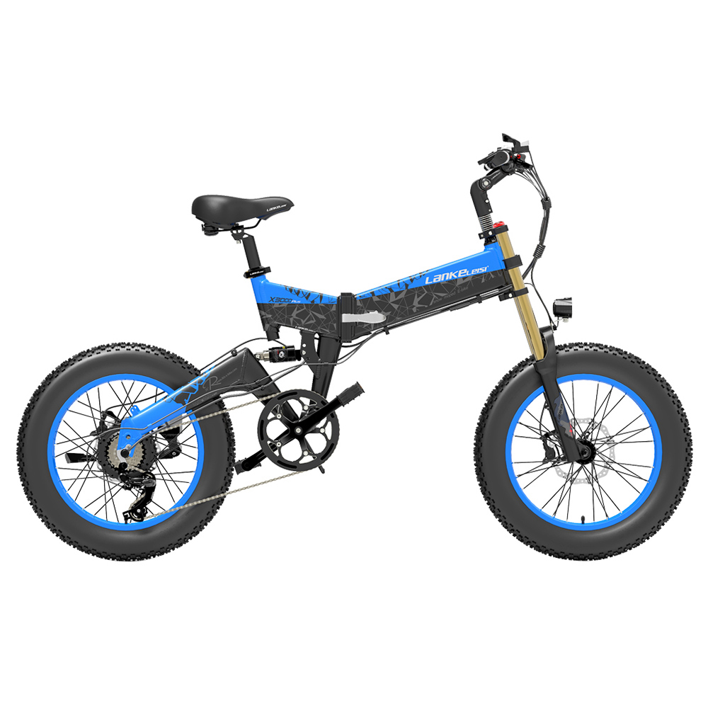LANKELEISI X3000 Plus Folding Electric Mountain Bike Big Fork 20*4.0 Inch Fat Tires 48V 1000W Motor 17.5Ah Battery 43Km/h Max Speed Shimano 7-Speed Gear IP54 Waterproof - Black & Blue LANKELEISI X3000 Plus Folding Electric Mountain Bike Big Fork 20*4.0 Inch Fat Tires 48V 1000W Motor 17.5Ah Battery 43Km/h Max Speed Shimano 7-Speed Gear IP54 Waterproof - Black & Blue -rockbros-shop LANKELEISI X3000 Plus Folding Electric Mountain Bike Big Blue 516918 0