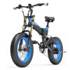 LANKELEISI X3000 Plus Folding Electric Mountain Bike Big Fork 20*4.0 Inch Fat Tires 48V 1000W Motor 17.5Ah Battery 43Km/h Max Speed Shimano 7-Speed Gear IP54 Waterproof - Black & Blue -rockbros-shop LANKELEISI X3000 Plus Folding Electric Mountain Bike Big Blue 516918 3
