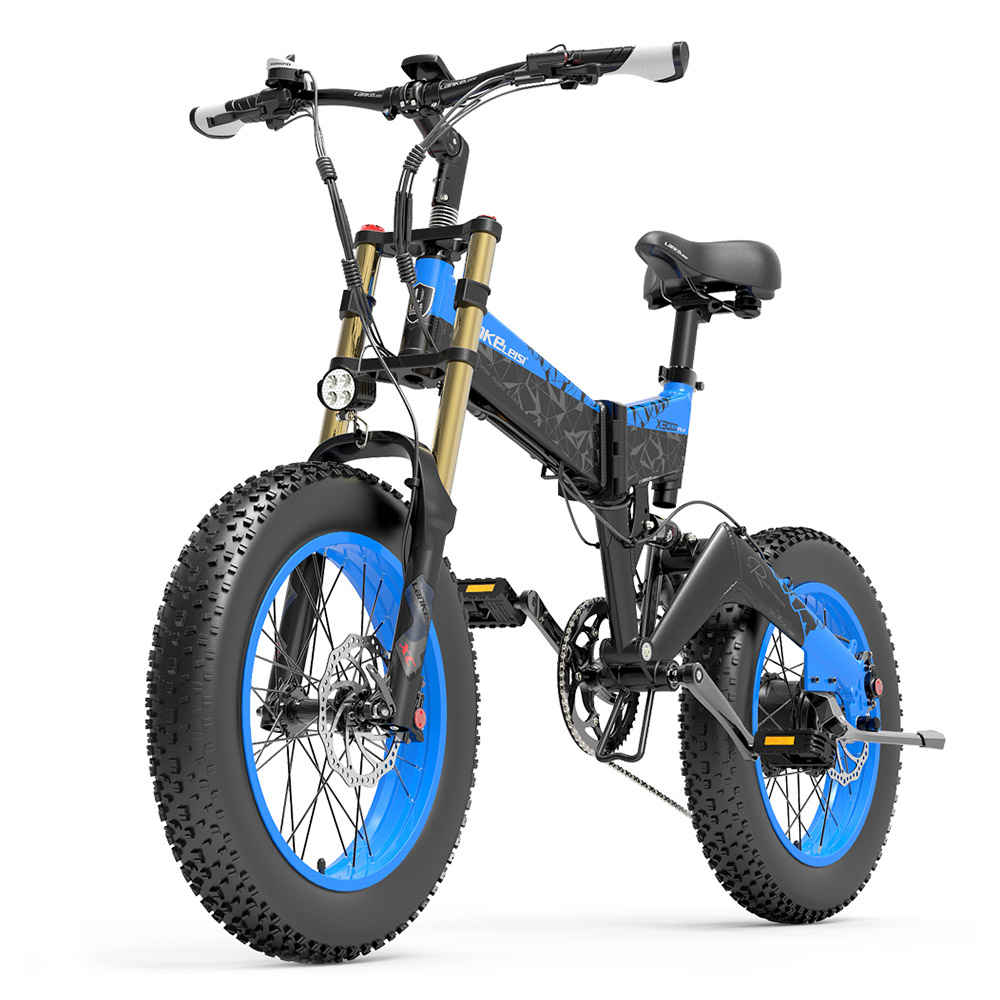 LANKELEISI X3000 Plus Folding Electric Mountain Bike Big Fork 20*4.0 Inch Fat Tires 48V 1000W Motor 17.5Ah Battery 43Km/h Max Speed Shimano 7-Speed Gear IP54 Waterproof - Black & Blue LANKELEISI X3000 Plus Folding Electric Mountain Bike Big Fork 20*4.0 Inch Fat Tires 48V 1000W Motor 17.5Ah Battery 43Km/h Max Speed Shimano 7-Speed Gear IP54 Waterproof - Black & Blue -rockbros-shop LANKELEISI X3000 Plus Folding Electric Mountain Bike Big Blue 516918 3