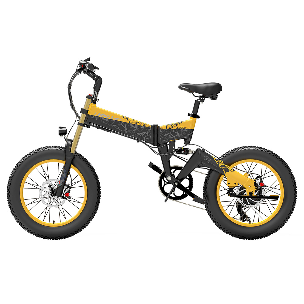 LANKELEISI X3000 Plus Folding Electric Mountain Bike Big Fork 20*4.0 Inch Fat Tires 48V 1000W Motor 17.5Ah Battery 43Km/h Max Speed Shimano 7-Speed Gear IP54 Waterproof - Black & Yellow LANKELEISI X3000 Plus Folding Electric Mountain Bike Big Fork 20*4.0 Inch Fat Tires 48V 1000W Motor 17.5Ah Battery 43Km/h Max Speed Shimano 7-Speed Gear IP54 Waterproof - Black & Yellow -rockbros-shop LANKELEISI X3000 Plus Folding Electric Mountain Bike Big Fork Yellow 516917 1