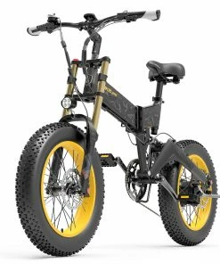 LANKELEISI X3000 Plus Folding Electric Mountain Bike Big Fork 20*4.0 Inch Fat Tires 48V 1000W Motor 17.5Ah Battery 43Km/h Max Speed Shimano 7-Speed Gear IP54 Waterproof - Black & Grey