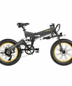 LANKELEISI X3000 Plus Folding Electric Mountain Bike 20*4.0 Inch Fat Tires 1000W Motor 40Km/h Max Speed 48V 17.5Ah Battery 100KM Range 180KG Max Load Shimano 7 Speed Double Shock Absorption - Grey -rockbros-shop LANKELEISI X3000 Plus Folding Electric Mountain Bike Grey 502671 2