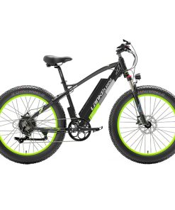 LANKELEISI XC4000 Electric Bike 26*4.0 Inch Fat Tires 1000W Motor 40Km/h Max Speed 48V 17.5Ah Battery Shimano 7 Speed 120Km Range 180Kg Max Load - Green