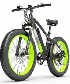 LANKELEISI XC4000 Electric Bike 26*4.0 Inch Fat Tires 1000W Motor 40Km/h Max Speed 48V 17.5Ah Battery Shimano 7 Speed 120Km Range 180Kg Max Load - Green -rockbros-shop LANKELEISI XC4000 Electric Bike 48V 1000W Motor Green 502660 2