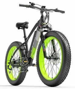 LANKELEISI XC4000 Electric Bike 26*4.0 Inch Fat Tires 1000W Motor 40Km/h Max Speed 48V 17.5Ah Battery Shimano 7 Speed 120Km Range 180Kg Max Load - Green -rockbros-shop LANKELEISI XC4000 Electric Bike 48V 1000W Motor Green 502660 3