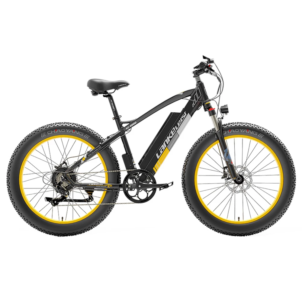 LANKELEISI XC4000 Electric Bike 26*4.0 Inch Fat Tires 1000W Motor 40Km/h Max Speed 48V 17.5Ah Battery Shimano 7 Speed 120Km Range 1800Kg Max Load - Yellow 3 LANKELEISI XC4000 Electric Bike 26*4.0 Inch Fat Tires 1000W Motor 40Km/h Max Speed 48V 17.5Ah Battery Shimano 7 Speed 120Km Range 1800Kg Max Load - Yellow