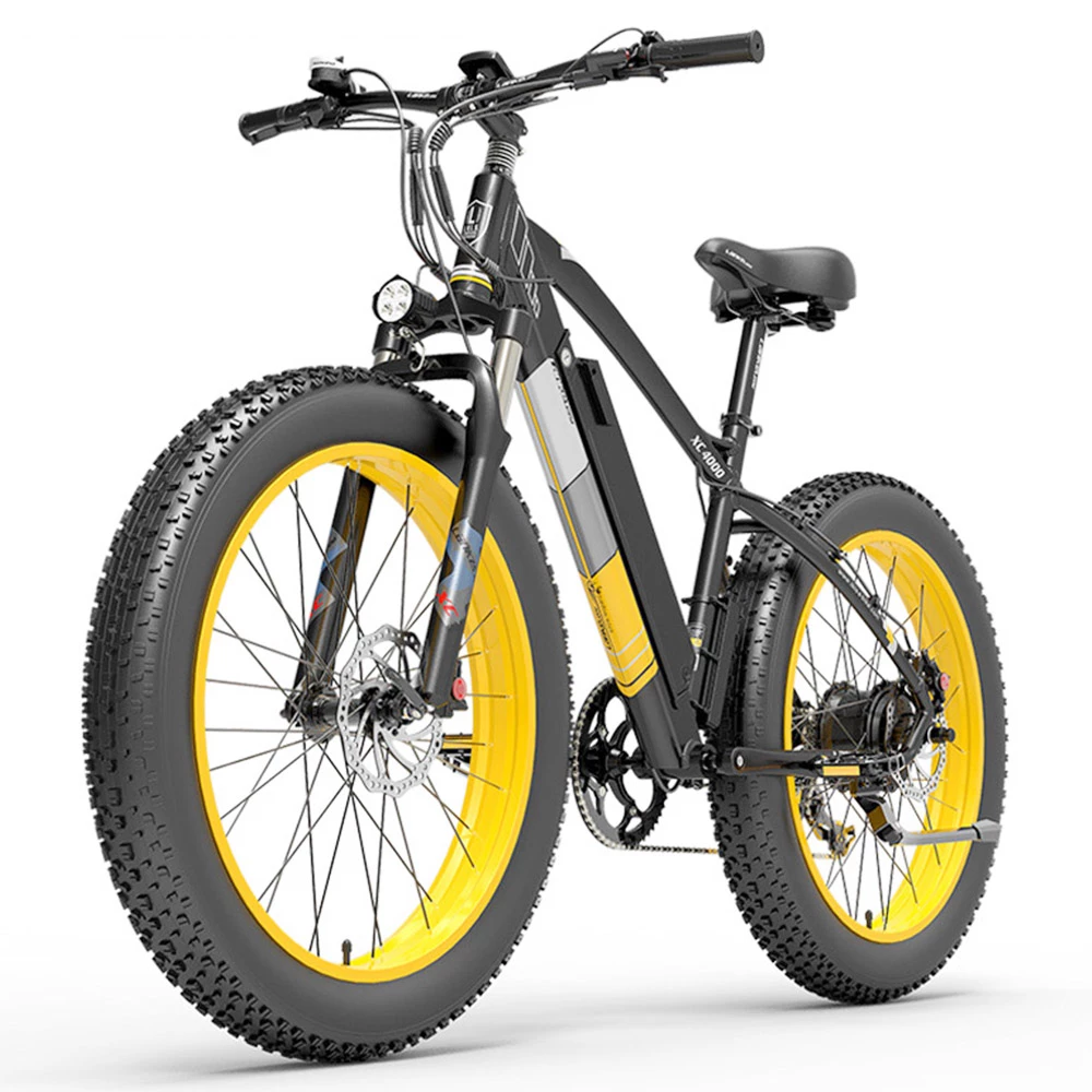 LANKELEISI XC4000 Electric Bike 26*4.0 Inch Fat Tires 1000W Motor 40Km/h Max Speed 48V 17.5Ah Battery Shimano 7 Speed 120Km Range 1800Kg Max Load - Yellow 5 LANKELEISI XC4000 Electric Bike 26*4.0 Inch Fat Tires 1000W Motor 40Km/h Max Speed 48V 17.5Ah Battery Shimano 7 Speed 120Km Range 1800Kg Max Load - Yellow - Image 3