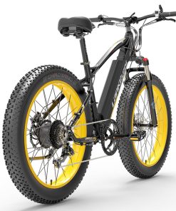 LANKELEISI XC4000 Electric Bike 26*4.0 Inch Fat Tires 1000W Motor 40Km/h Max Speed 48V 17.5Ah Battery Shimano 7 Speed 120Km Range 1800Kg Max Load - Yellow -rockbros-shop LANKELEISI XC4000 Electric Bike 48V 1000W Motor Yellow 502659 3