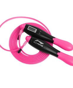 LI-NING Counting Electronic Skipping Rope 2.8m Length Adjustable HD Display Durable Wire Rope Double Button ABS Anti-slip Handle Four Modes - Pink