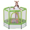 55" Toddlers Trampoline With Safety Enclosure Net And Ocean Balls, Indoor Outdoor Mini Trampoline For Kids - Green