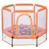 55" Toddlers Trampoline With Safety Enclosure Net And Ocean Balls, Indoor Outdoor Mini Trampoline For Kids - Orange -rockbros-shop MS197020AAG 455315 0