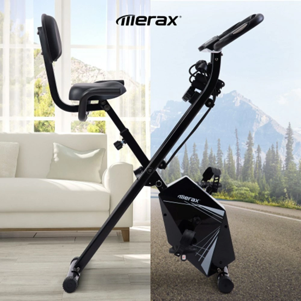 Merax Foldable Cycling Exercise Bike With LCD Screen Adjustable Height And Arm Resistance Bands For Indoor Workout - White 3 Merax Foldable Cycling Exercise Bike With LCD Screen Adjustable Height And Arm Resistance Bands For Indoor Workout - White