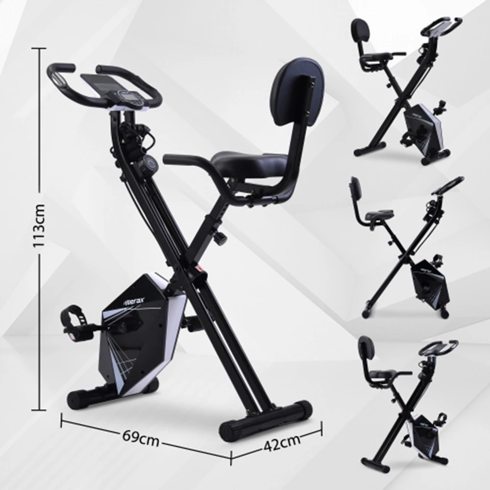 Merax Foldable Cycling Exercise Bike With LCD Screen Adjustable Height And Arm Resistance Bands For Indoor Workout - White 7 Merax Foldable Cycling Exercise Bike With LCD Screen Adjustable Height And Arm Resistance Bands For Indoor Workout - White - Image 5