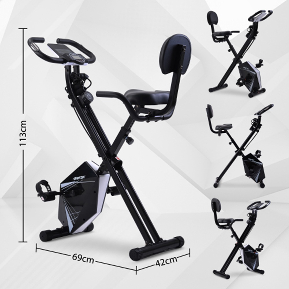 Merax Foldable Cycling Exercise Bike with LCD Screen Adjustable Height and Arm Resistance Bands for Indoor Workout - White Merax Foldable Cycling Exercise Bike With LCD Screen Adjustable Height And Arm Resistance Bands For Indoor Workout - White -rockbros-shop Merax Foldable Cycling Bike with LCD Screen Adjustable Height and Arm 426383 4
