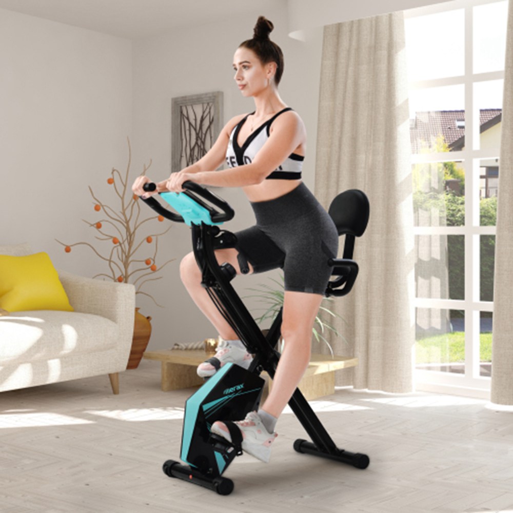 Merax Foldable Cycling Exercise Bike with LCD Screen Adjustable Height and Arm Resistance Bands for Indoor Workout-Blue Merax Foldable Cycling Exercise Bike With LCD Screen Adjustable Height And Arm Resistance Bands For Indoor Workout-Blue -rockbros-shop Merax Foldable Cycling Bike with LCD Screen Adjustable Height and Arm 426384 1 1