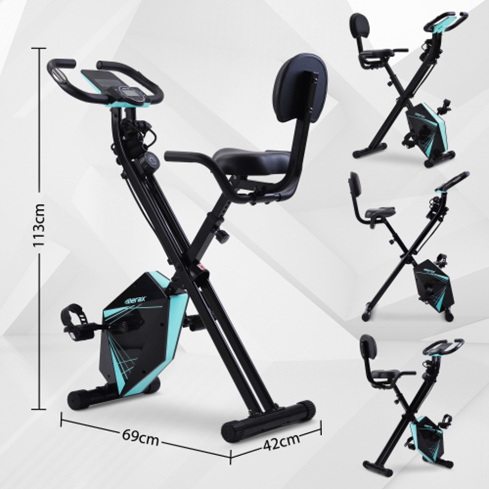 Merax Foldable Cycling Exercise Bike with LCD Screen Adjustable Height and Arm Resistance Bands for Indoor Workout-Blue Merax Foldable Cycling Exercise Bike With LCD Screen Adjustable Height And Arm Resistance Bands For Indoor Workout-Blue -rockbros-shop Merax Foldable Cycling Bike with LCD Screen Adjustable Height and Arm 426384 4 1
