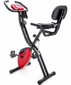 Merax X-Bike Exercise Bike Magnetic Folding Fitness Bike 2.5 Kg Flywheel LCD Display For Cardio Workout Cycling Indoor Exercise Training - Black Red -rockbros-shop Merax X Bike Magnetic Folding Fitness Bike Black 892920 1 1