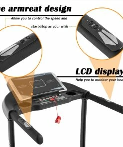 Merax 8030C Foldable Electric Treadmill Motorized Running Machine 1.5HP Motor Speed 3 Modes And 12 Automatic Programs With Large Display Transport Wheels Armrest Design - Black -rockbros-shop Not allowed to sell to Walmart Electric Treadmill Motorized Running Machine 455303 2