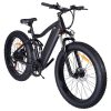 ONES1 Electric Bike 26*4.0 Inch Fat Tires 48V 500W Motor 10Ah Battery 25Km/h Max Speed Shimano 7 Speed - Black -rockbros-shop ONES1 Electric Bike 48V 500W Motor 10Ah Battery Shimano 7 Speed Gear 518809 0