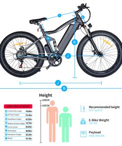 ONES1 Electric Bike 26*4.0 Inch Fat Tires 48V 500W Motor 10Ah Battery 25Km/h Max Speed Shimano 7 Speed - Black -rockbros-shop ONES1 Electric Bike 48V 500W Motor 10Ah Battery Shimano 7 Speed Gear 518809 1