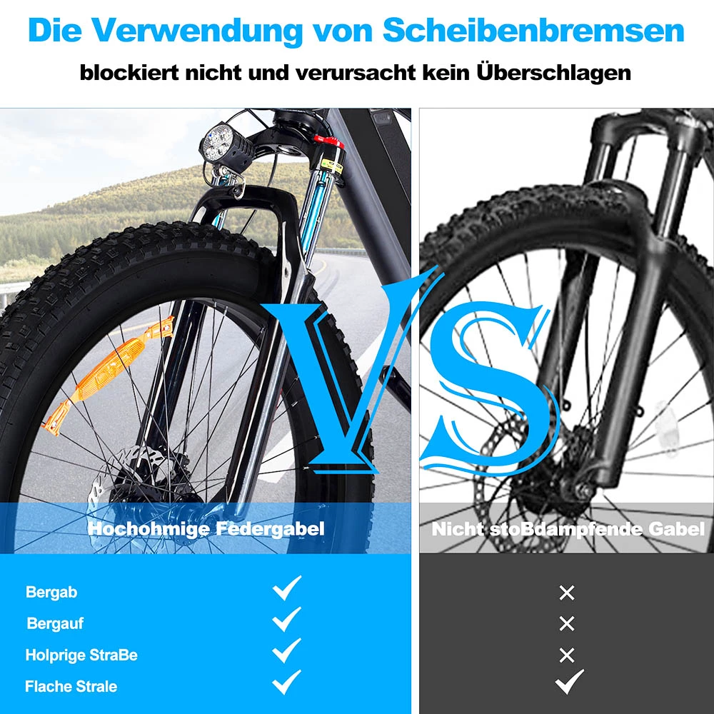 ONES1 Electric Bike 26*4.0 Inch Fat Tires 48V 500W Motor 10Ah Battery 25Km/h Max Speed Shimano 7 Speed - Black 6 ONES1 Electric Bike 26*4.0 Inch Fat Tires 48V 500W Motor 10Ah Battery 25Km/h Max Speed Shimano 7 Speed - Black - Image 4