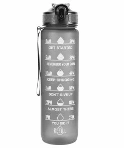 OOLACTIVE GF-1202 34oz Water Bottle With Straw Motivational Water Bottle With Time Marker - Black