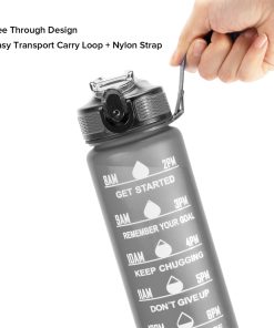 OOLACTIVE GF-1202 34oz Water Bottle With Straw Motivational Water Bottle With Time Marker - Black -rockbros-shop OOLACTIVE GF 1202 34oz Motivational Water Bottle with Straw 507108 5