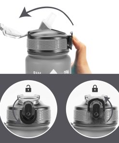 OOLACTIVE GF-1202 34oz Water Bottle With Straw Motivational Water Bottle With Time Marker - Black -rockbros-shop OOLACTIVE GF 1202 34oz Motivational Water Bottle with Straw 517274 2