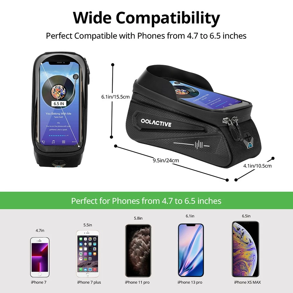 OOLACTIVE LF-0402 Bike Phone Front Frame Bag Bicycle Phone Mount Top Tube Bag Compatible Phone 4.7-6.5 Inch 6 OOLACTIVE LF-0402 Bike Phone Front Frame Bag Bicycle Phone Mount Top Tube Bag Compatible Phone 4.7-6.5 Inch - Image 4