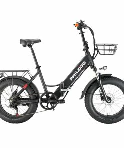 Philodo Bikes PHILODO H4 Foldable Step-Thru Fat Bike 20 Inch 48V 13Ah Removable Battery 250W Motor 25km/h Dual Brakes - Black