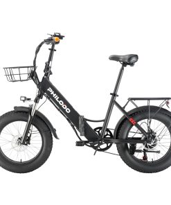 Philodo Bikes PHILODO H4 Foldable Step-Thru Fat Bike 20 Inch 48V 13Ah Removable Battery 250W Motor 25km/h Dual Brakes - Black -rockbros-shop PHILODO H4 Foldable Step Thru Fat Bike 20 Inch Black 507613 1