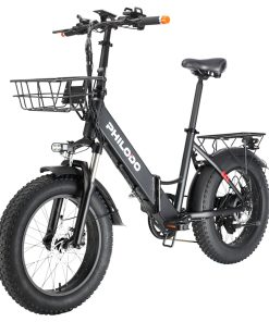 Philodo Bikes PHILODO H4 Foldable Step-Thru Fat Bike 20 Inch 48V 13Ah Removable Battery 250W Motor 25km/h Dual Brakes - Black -rockbros-shop PHILODO H4 Foldable Step Thru Fat Bike 20 Inch Black 507613 3