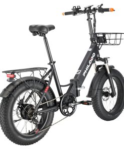Philodo Bikes PHILODO H4 Foldable Step-Thru Fat Bike 20 Inch 48V 13Ah Removable Battery 250W Motor 25km/h Dual Brakes - Black -rockbros-shop PHILODO H4 Foldable Step Thru Fat Bike 20 Inch Black 507613 4