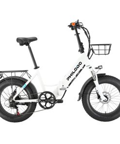 Philodo Bikes PHILODO H4 Foldable Step-Thru Fat Bike 20 Inch 48V 13Ah Removable Battery 250W Motor 25km/h Dual Brakes - White