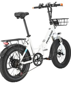 Philodo Bikes PHILODO H4 Foldable Step-Thru Fat Bike 20 Inch 48V 13Ah Removable Battery 250W Motor 25km/h Dual Brakes - White -rockbros-shop PHILODO H4 Foldable Step Thru Fat Bike 20 Inch White 507612 2