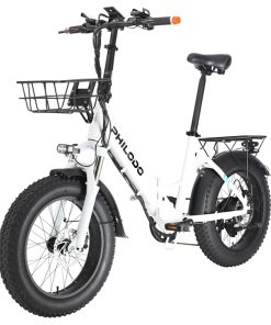 Philodo Bikes PHILODO H4 Foldable Step-Thru Fat Bike 20 Inch 48V 13Ah Removable Battery 250W Motor 25km/h Dual Brakes - White -rockbros-shop PHILODO H4 Foldable Step Thru Fat Bike 20 Inch White 507612 3