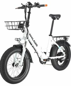 Philodo Bikes PHILODO H4 Foldable Step-Thru Fat Bike 20 Inch 48V 13Ah Removable Battery 250W Motor 25km/h Dual Brakes - White -rockbros-shop PHILODO H4 Foldable Step Thru Fat Bike 20 Inch White 507612 3
