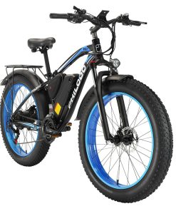 Philodo Bikes PHILODO H7 2.0 Electric Mountain Bike 26*4.0 Inch Fat Tires 48V 13Ah 1000W High-speed Motor 50Km/h Max Speed 65KM Range Removable Battery 21 Speed Gear All Terrain Fat Bike Black & Blue -rockbros-shop PHILODO H7 2 0 All Terrain Fat Bike 26 Inch Black Blue 519321 3
