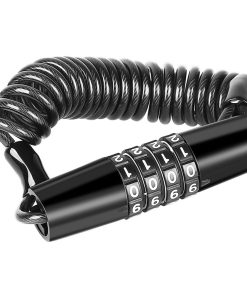 Portable Mini Bicycle Lock Security 4 Digit Resettable Combination Coiling Cable Lock - Black