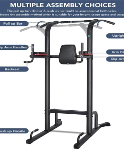 Power Tower Pull-Up Bar Dip Station Strength Training Workout Equipment For Professional Home Gym, Maximum Weight 180kg -rockbros-shop Power Tower Pull Up Bar Dip Station Workout Equipment 518051 3