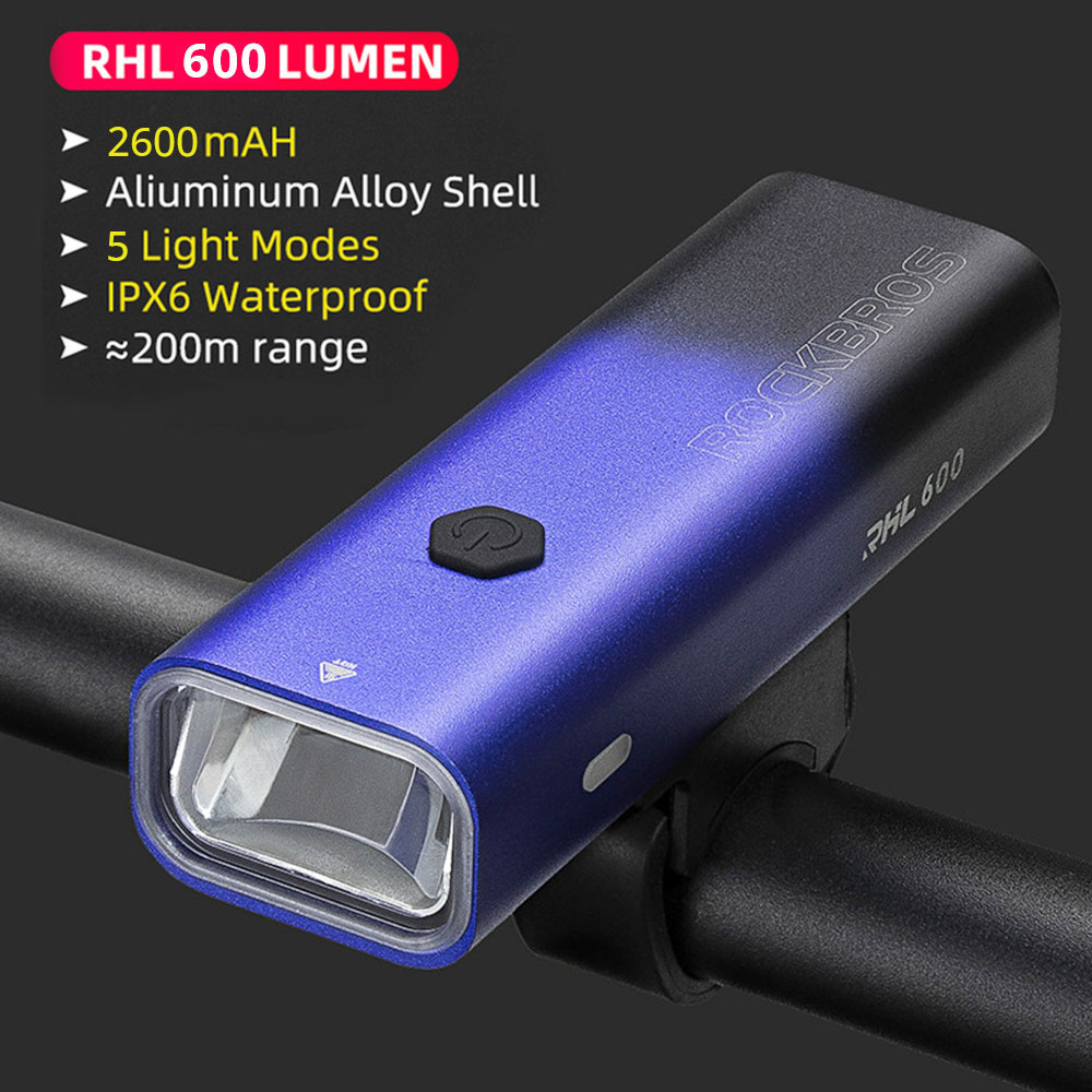 ROCKBROS Bicycle Light 600 Lumen 2600mAh Bike Headlight 5 Lightning Modes 200m Long Shot - Black and Blue Gradient ROCKBROS Bicycle Light 600 Lumen 2600mAh Bike Headlight 5 Lightning Modes 200m Long Shot - Black And Blue Gradient -rockbros-shop ROCKBROS Bicycle Light 600 Lumen 2600mAh Bike Headlight 517341 1