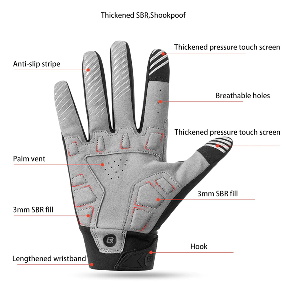 ROCKBROS Cycling Gloves Shockproof Wear Resistant Full Finger Windproof Gloves Breathable Lengthen Warm MTB Glove - L ROCKBROS Cycling Gloves Shockproof Wear Resistant Full Finger Windproof Gloves Breathable Lengthen Warm MTB Glove - L -rockbros-shop ROCKBROS Cycling Gloves Shockproof Wear Resistant L 518167 2